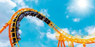 roller coaster and bright sun