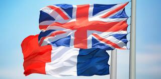 UK flag and French flag