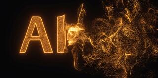 AI concept, logo of AI and gold, 3d rendering