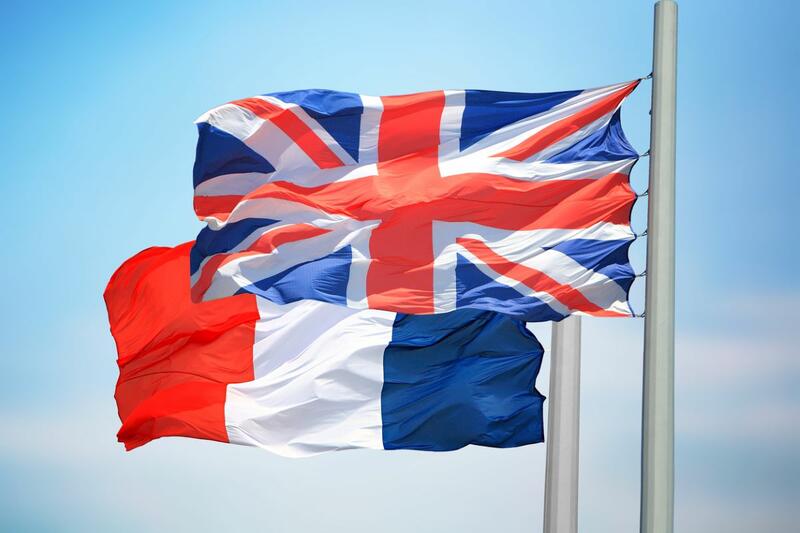 UK flag and French flag