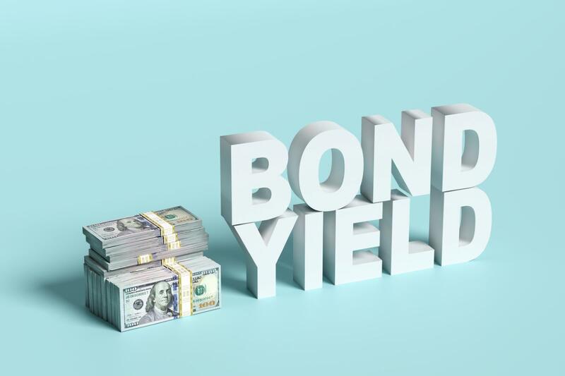 ond yield with dollar banknotes. Business and financial management